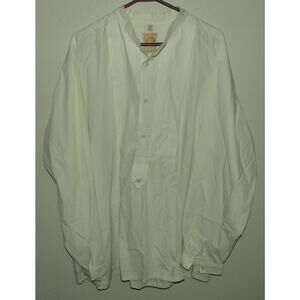 Vtg Wah Maker Mens XXL LS Western Frontier Shirt Banded Collar Ivory Pleated USA